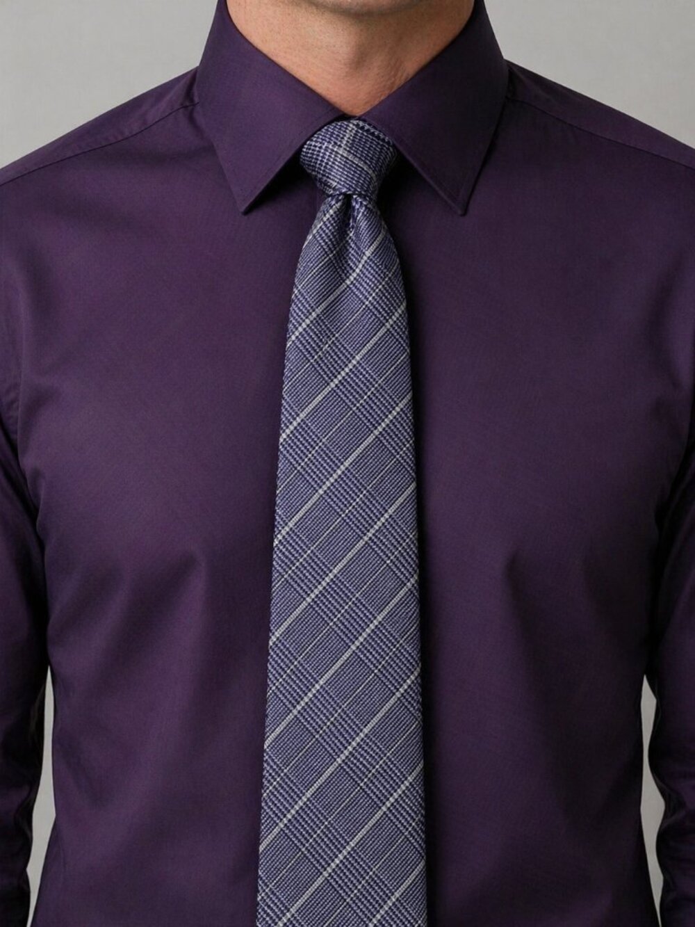 Jones New York Men's Neck Tie 7 Fold Silk Wool Jacquard Purplish Blue Hand Made